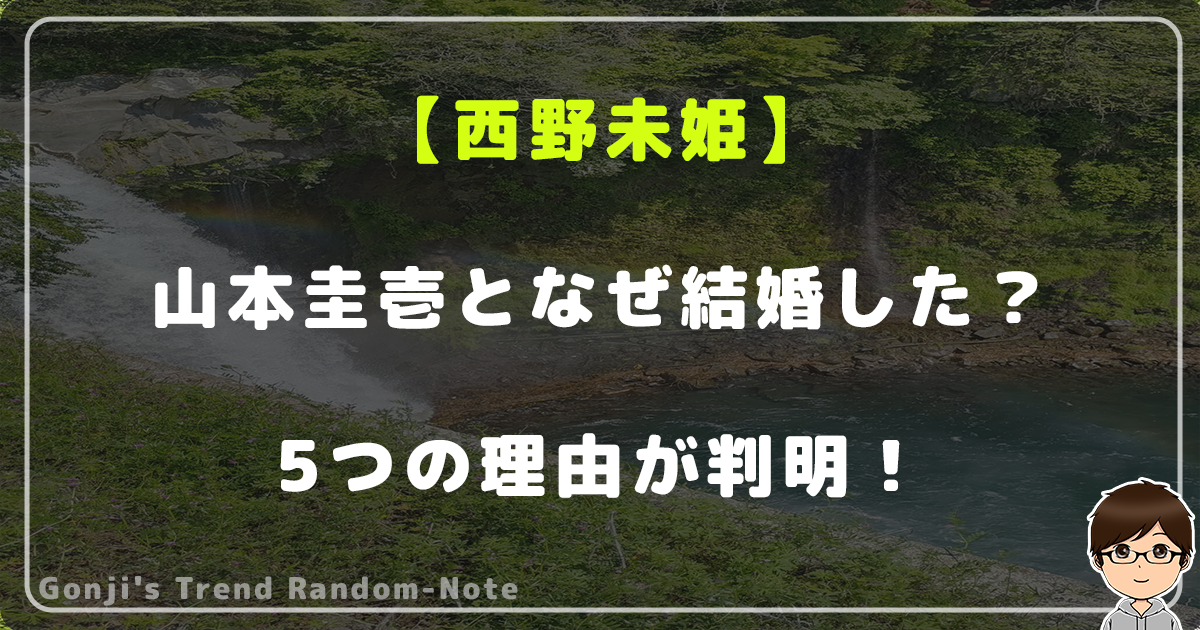 西野未姫は山本圭壱となぜ結婚した？5つの理由が判明！