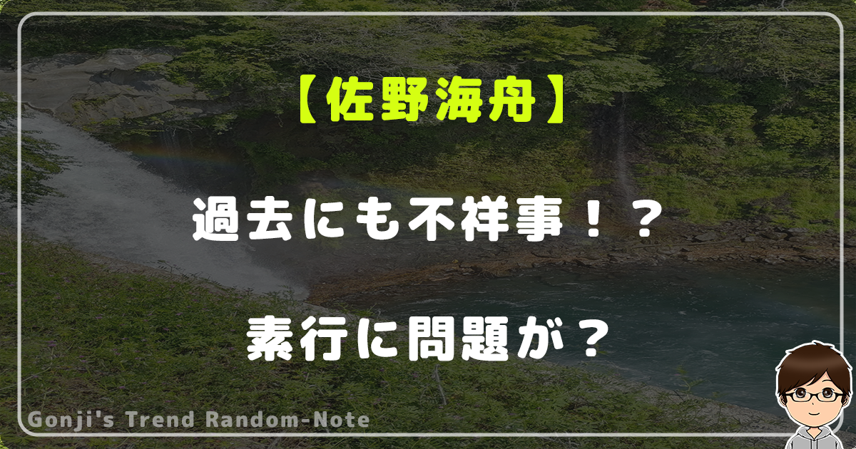 佐野海舟は過去にも不祥事を起こしている！？素行に問題が？